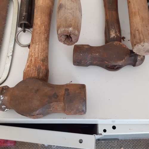 12 - A good quantity of mainly old hand tools. Includes hand 1lb clump hammer, a Sheffield made Marples s... 