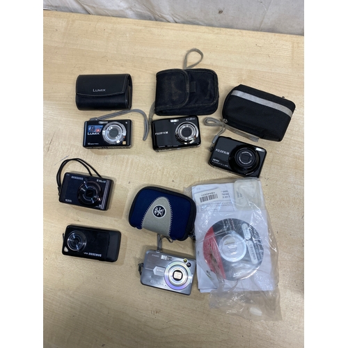 213A - Quantity of digital cameras inc Fujfilm Finepix L55, A180, Panasonic DMC-FS8, Casio EX-Z850 & 2x Sam... 