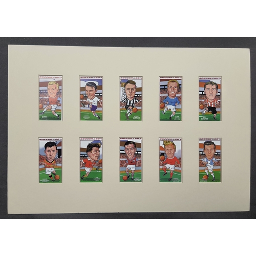 106A - “Soccer in the 60’s” Set of 10 caricature cigarette style cards in mount. Sealed. Size: 35.5 cm x 24... 