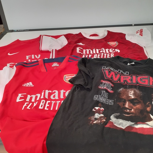 23 - Arsenal shirts x 4, one Ian Wright shirt and 3 playing shirts. Larger sizes around 2XL. Overall good... 