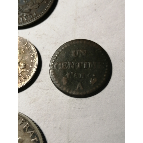 22A - France coinage :1 centime Lan 6 (1797),5 centime 1871,50 centime 1899,1 Franc 1916, 10 Francs 1954B,... 