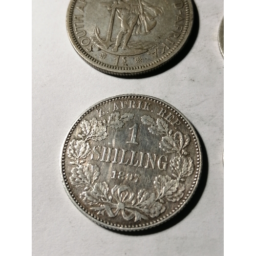 23A - South Africa silver coinage :3d 1940,6d 1941, 1 shilling 1897 and 1951