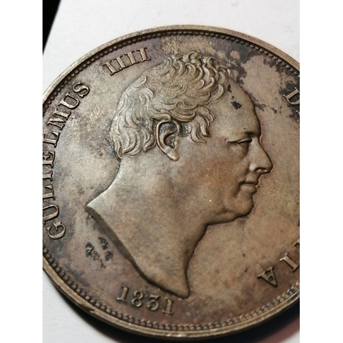 39A - 1831 William IV penny in extremely fine condition with traces of original lustre