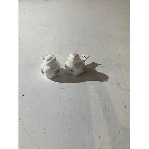 67 - Pair of bone china birds small cruet set