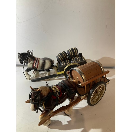 87 - Two large shire horses with carriages