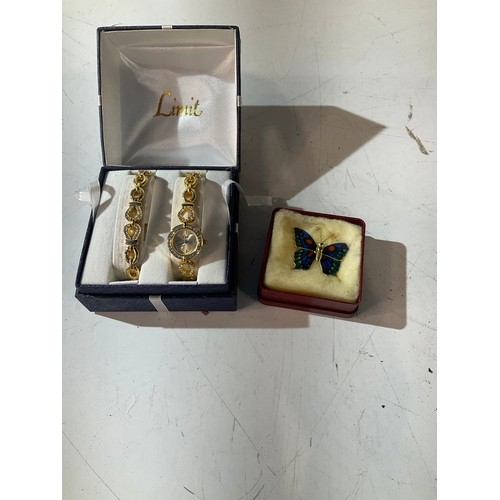 97 - Limit jewellery watch & bracelet and a butterfly brooch