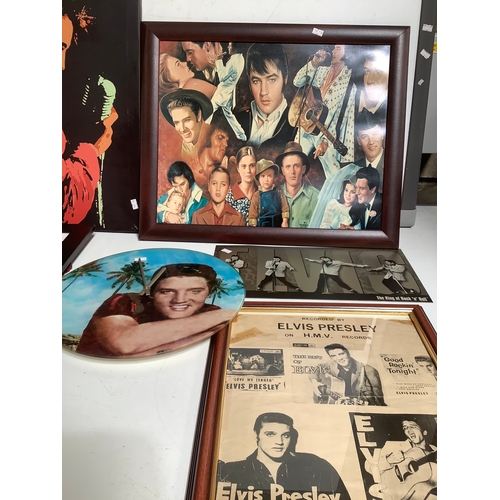 290 - Collection of elvis Presley pictures including a picture clock