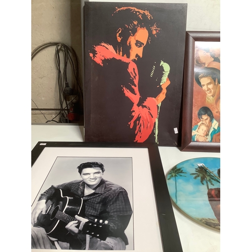 290 - Collection of elvis Presley pictures including a picture clock