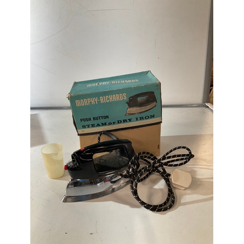 210 - Vintage Morphy Richards push button steam or dry Iron in original box