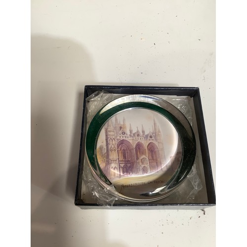 82 - Peterborough cathedral glass paperweight in box