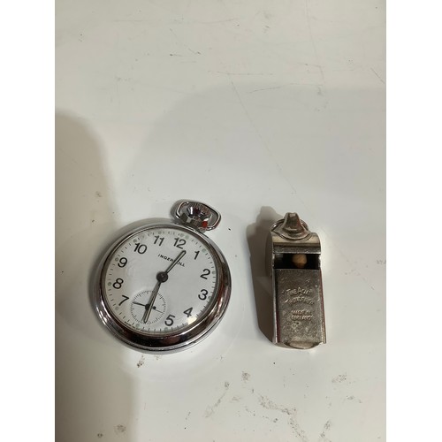 85 - The Acme Thunderer whistle & ingersoll pocket watch