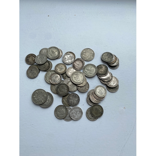 54 - Quantity of silver 3p & 6p coins - inc 1900, 1912, 1892 & much more - total weight 90g