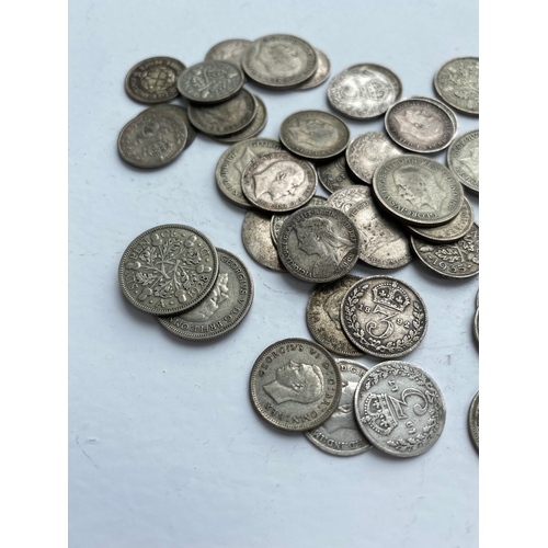 54 - Quantity of silver 3p & 6p coins - inc 1900, 1912, 1892 & much more - total weight 90g