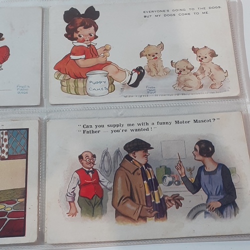 72A - 17 humorous collectible postcards from the 1920s/30s. Mostly written on with franked stamps showing ... 