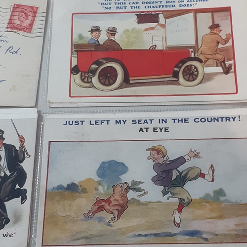 72A - 17 humorous collectible postcards from the 1920s/30s. Mostly written on with franked stamps showing ... 