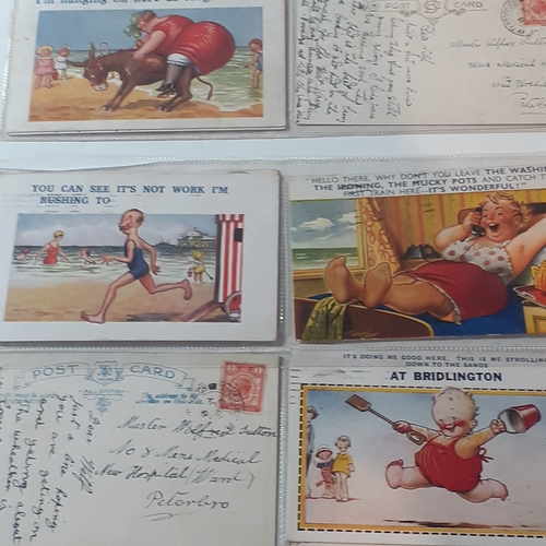 72A - 17 humorous collectible postcards from the 1920s/30s. Mostly written on with franked stamps showing ... 