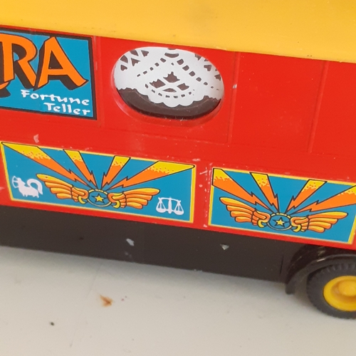 1 - Saddlers Famous Funfair diecast truck and trailer by Corgi caravan.