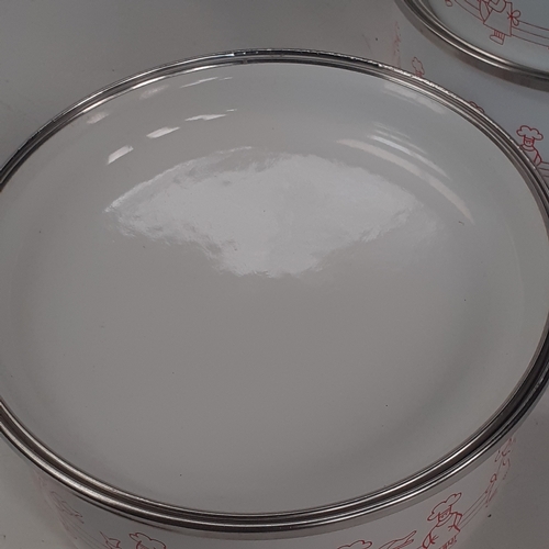 2 - 3 Vitrex enamel pans. Graduating sizes. Good quality and sound solid condition. Interiors could do w... 