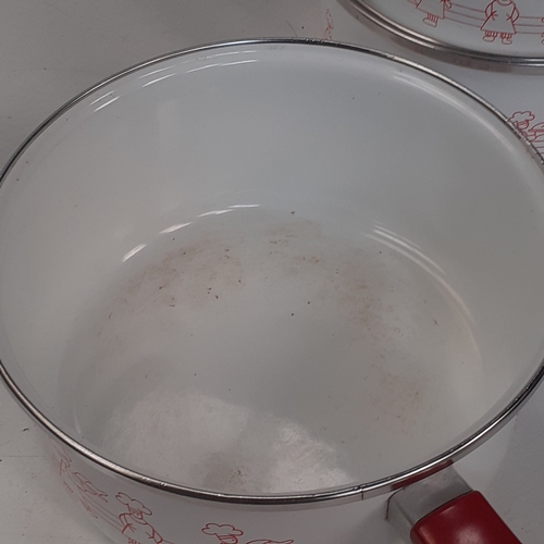 2 - 3 Vitrex enamel pans. Graduating sizes. Good quality and sound solid condition. Interiors could do w... 