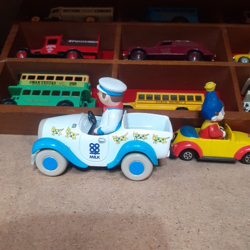 6 - Display shelving with a selection of diecast and two other random cars, noddy and a Toyland Co op mi... 