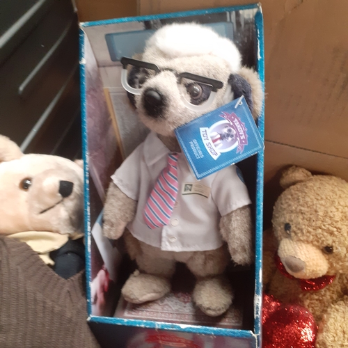 23 - Collectable stuffed toys and bears, including me to you, meerkat, Arsenal bear, an AA bear, Winnie t... 