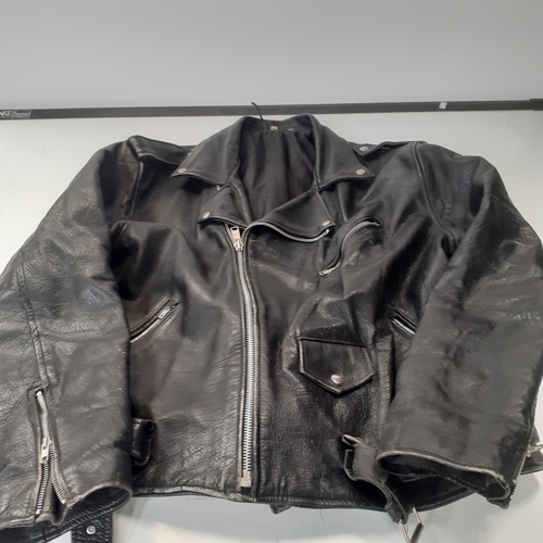 34 - Leather motorcycle jacket.  Size 50. All zips good, not bad condition with a bit of wear on shoulder... 