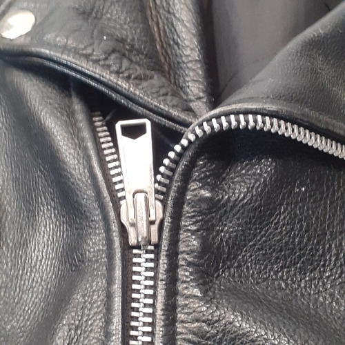 34 - Leather motorcycle jacket.  Size 50. All zips good, not bad condition with a bit of wear on shoulder... 