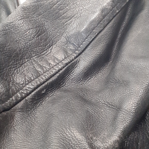 34 - Leather motorcycle jacket.  Size 50. All zips good, not bad condition with a bit of wear on shoulder... 