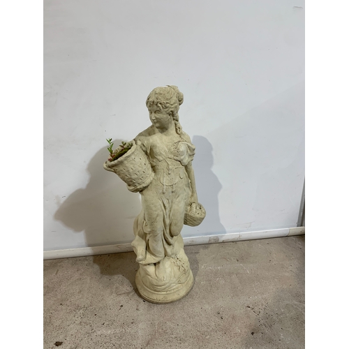 221 - 3ft tall concrete lady with small planter