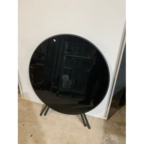 263 - Black glass circular garden table