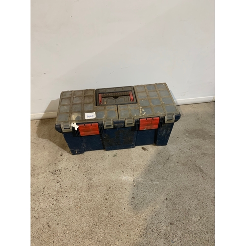 291 - Plastic tool box with top storage compartment