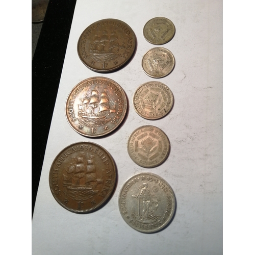 26A - SOUTH AFRICA coinage :Pennies dated 1936,37and 1940 Threepences 1938 and 1942 Sixpences 1927 and 193... 