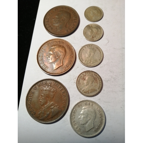 26A - SOUTH AFRICA coinage :Pennies dated 1936,37and 1940 Threepences 1938 and 1942 Sixpences 1927 and 193... 