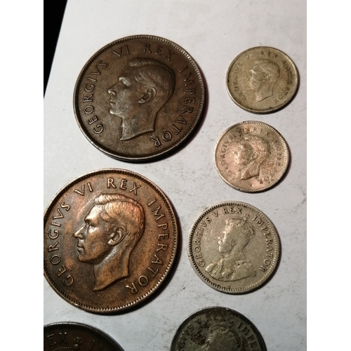 26A - SOUTH AFRICA coinage :Pennies dated 1936,37and 1940 Threepences 1938 and 1942 Sixpences 1927 and 193... 