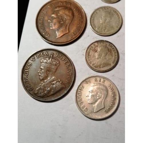 26A - SOUTH AFRICA coinage :Pennies dated 1936,37and 1940 Threepences 1938 and 1942 Sixpences 1927 and 193... 