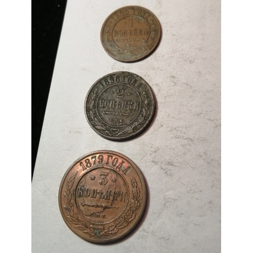 27A - RUSSIA 1 Kopek 1905, 2 Kopeks 1898 and 3 Kopeks 1879