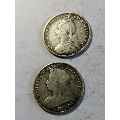 30A - 1892 and 1897 Victorian sixpences