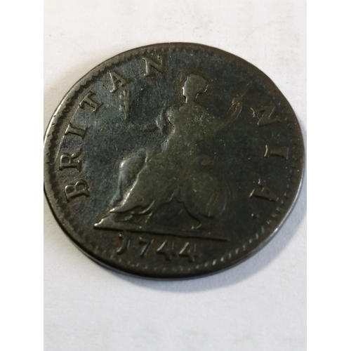 34A - 1744 George ll farthing