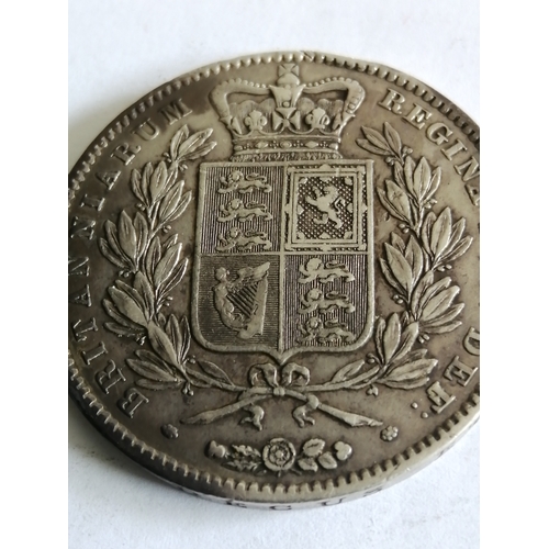 39B - 1845 Victorian crown in very fine condition (star stops on edge)