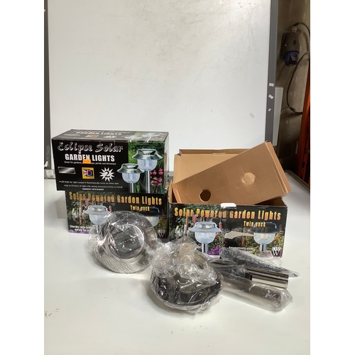 308 - Three boxes of twin pack solar powered garden lights.