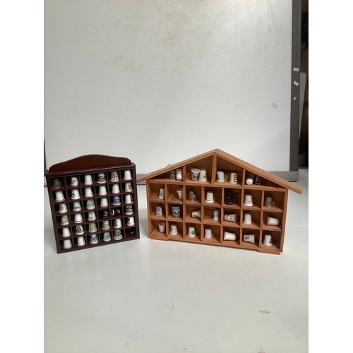 320 - Two wood Display cabinets with collectible thimbles