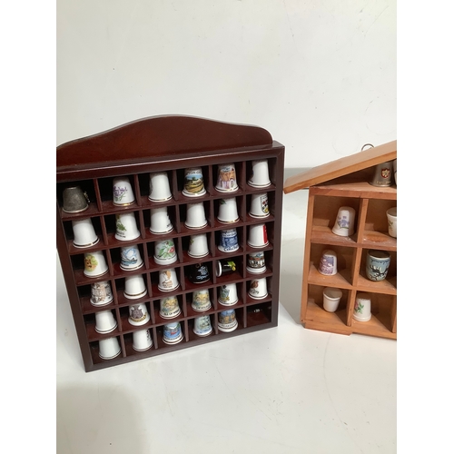 320 - Two wood Display cabinets with collectible thimbles