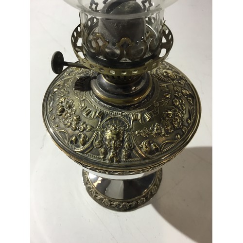 75 - Small brass oil lamp with chimney