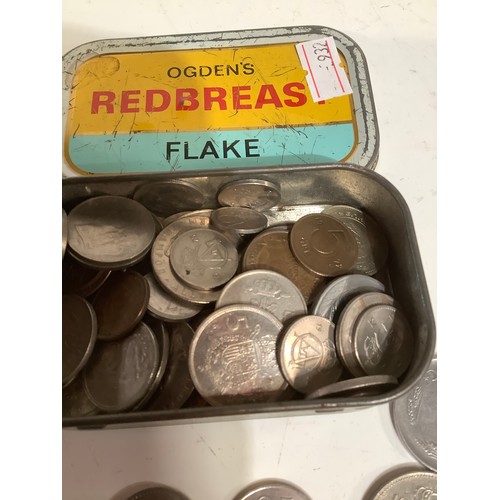 79 - Small tin of mainly foreign coins inc Dutch & German