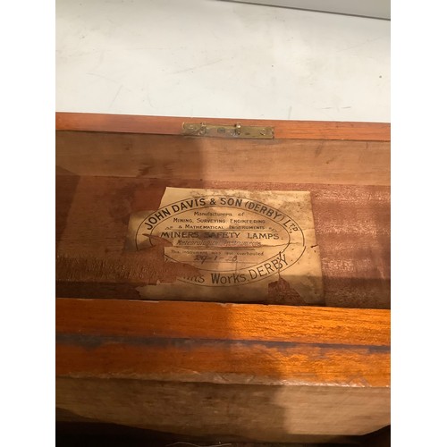 96 - John Davis & son miners lamp wooden box