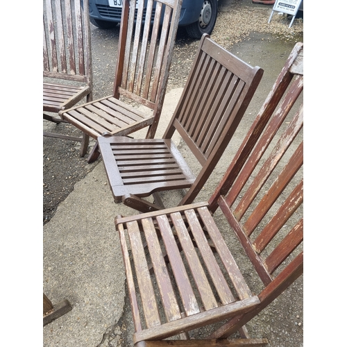 198A - Large wooden patio table and 5 chairs