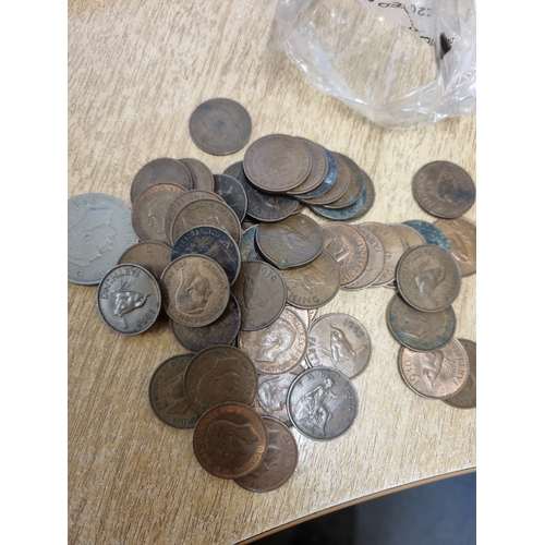 46A - Lots of old 10p and 5p and a bag of farthings