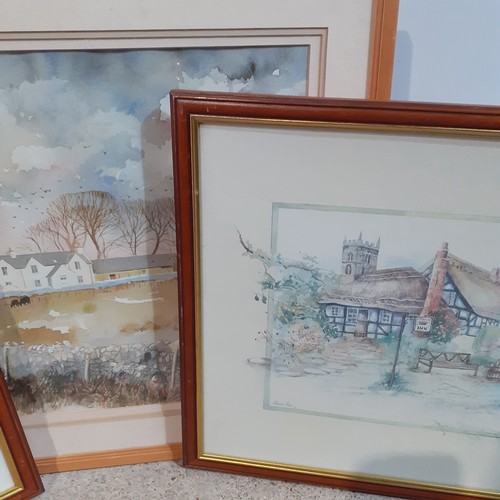 352 - 3x framed cottage prints