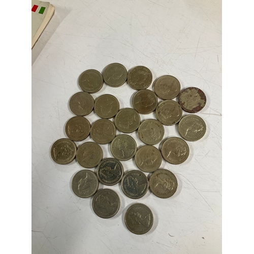 134A - 25 Old 1 pound coins