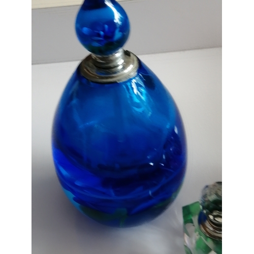 40A - 3 coloured glass perfume bottles